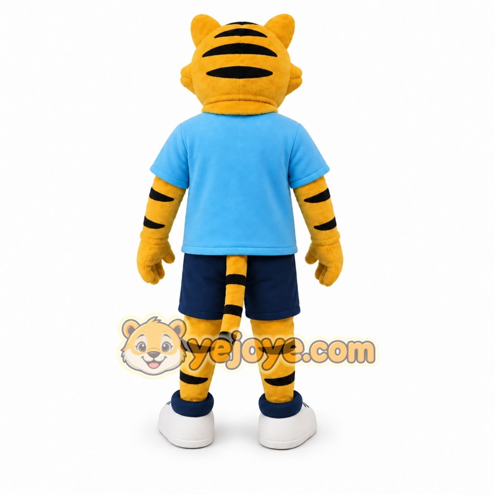 Yellow Tiger Mascot Costume with Custom Logo