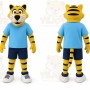 Yellow Tiger Mascot Costume with Custom Logo