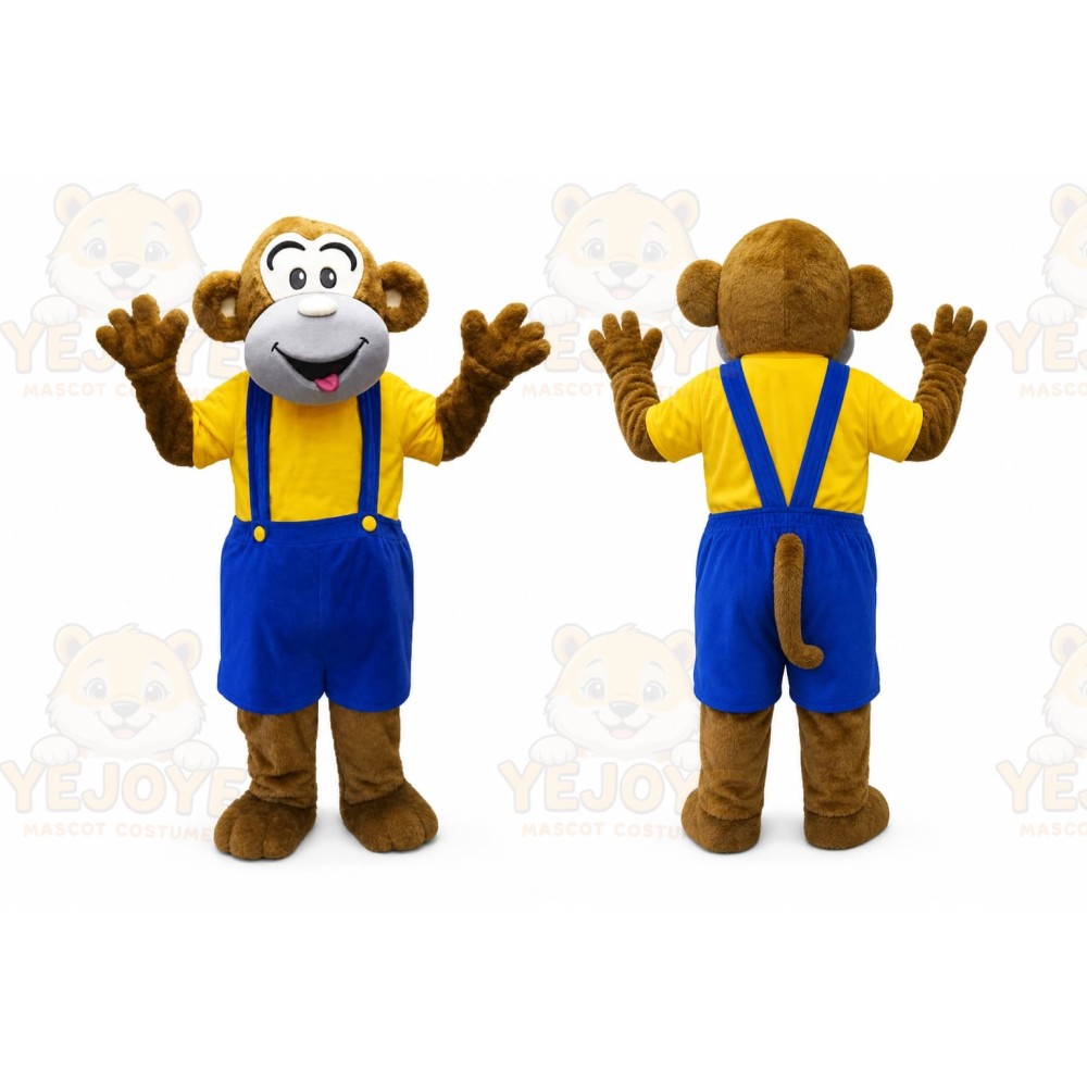 Brown Monkey Mascot Costume with Custom Logo