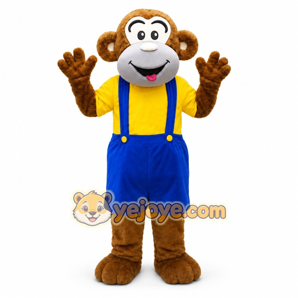 Brown Monkey Mascot Costume with Custom Logo Brown Monkey Mascot Costume with Custom Logo