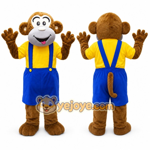 Brown Monkey Mascot Costume with Custom Logo