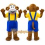 Brown Monkey Mascot Costume with Custom Logo