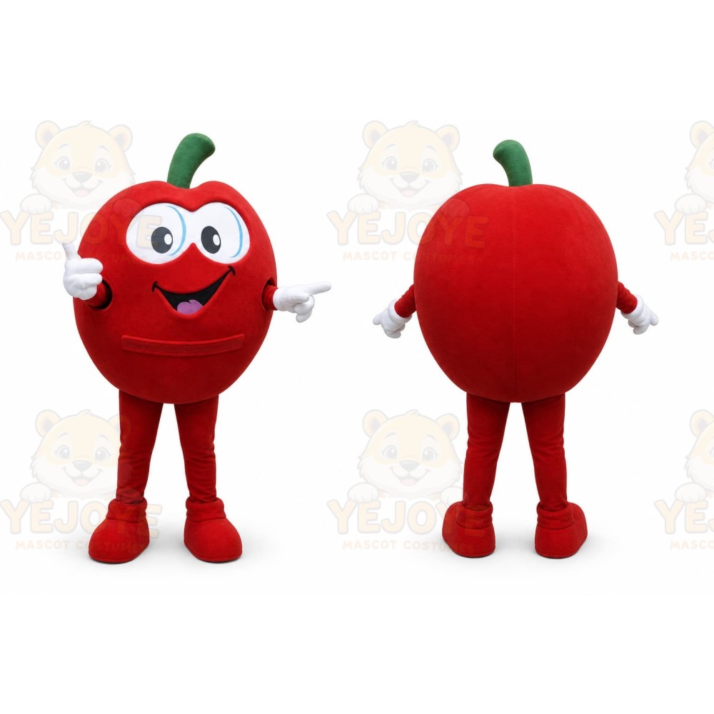 Red Apple Mascot Costume with Custom Logo