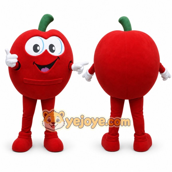 Red Apple Mascot Costume with Custom Logo