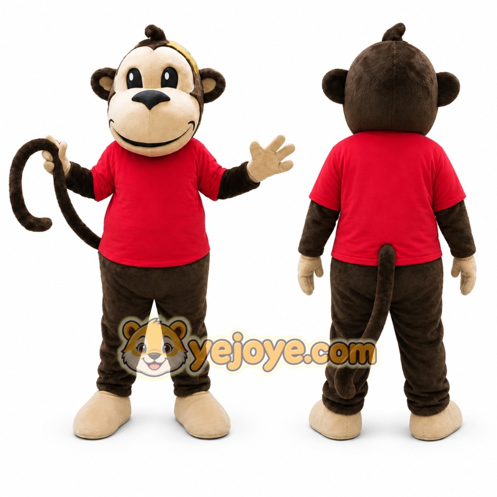 Brown Monkey Mascot Costume with Custom Logo Brown Monkey Mascot Costume with Custom Logo