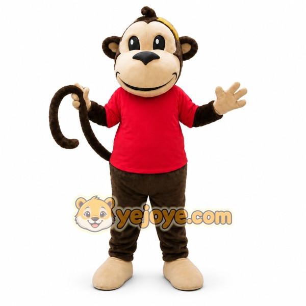 Brown Monkey Mascot Costume with Custom Logo Brown Monkey Mascot Costume with Custom Logo