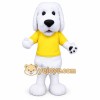 White Dog Mascot Costume with Custom Logo