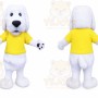 White Dog Mascot Costume with Custom Logo