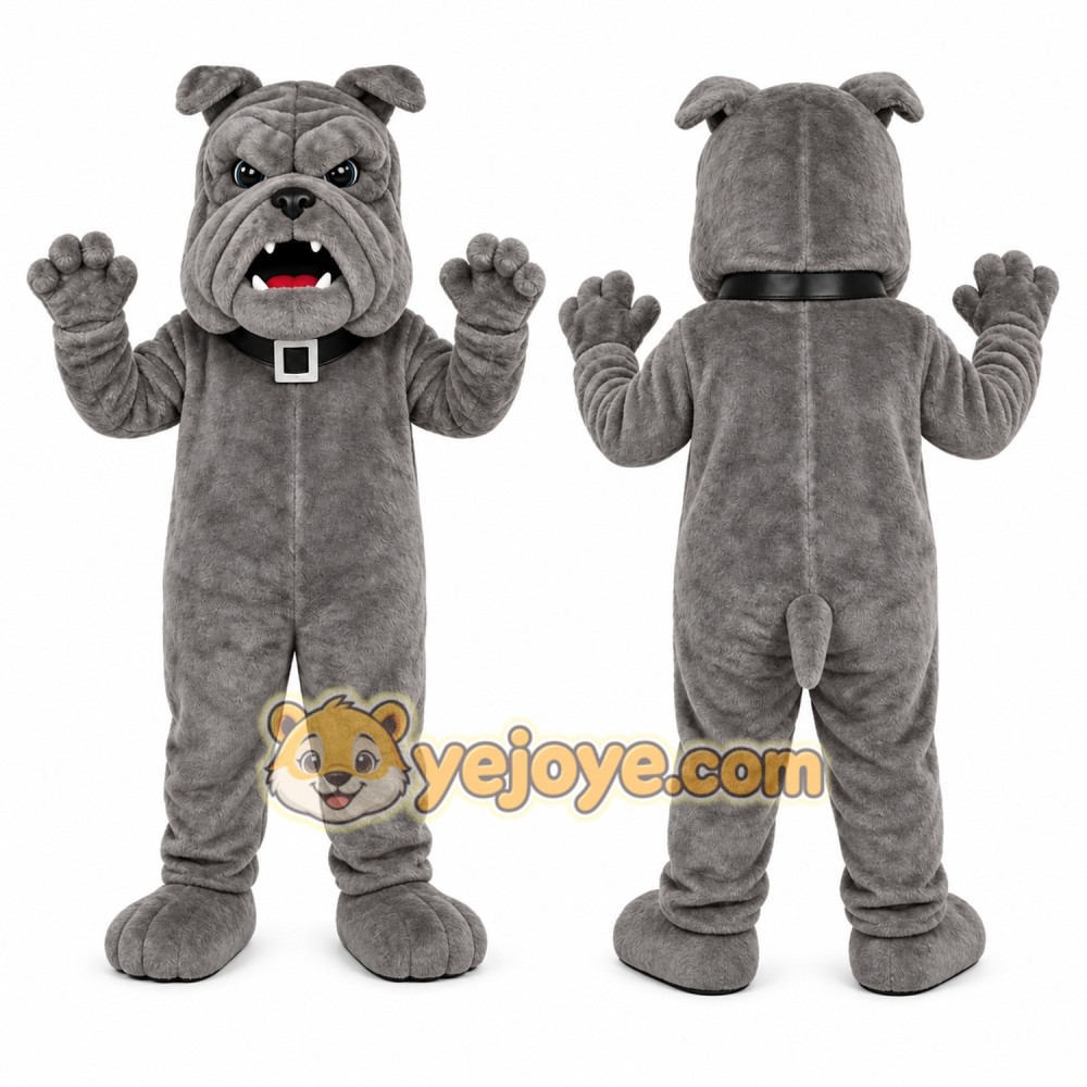 Gray Dog Mascot Costume with Custom Logo Gray Dog Mascot Costume with Custom Logo