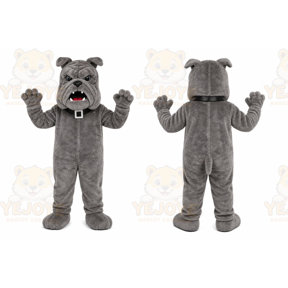 Gray Dog Mascot Costume with Custom Logo