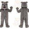 Gray Dog Mascot Costume with Custom Logo