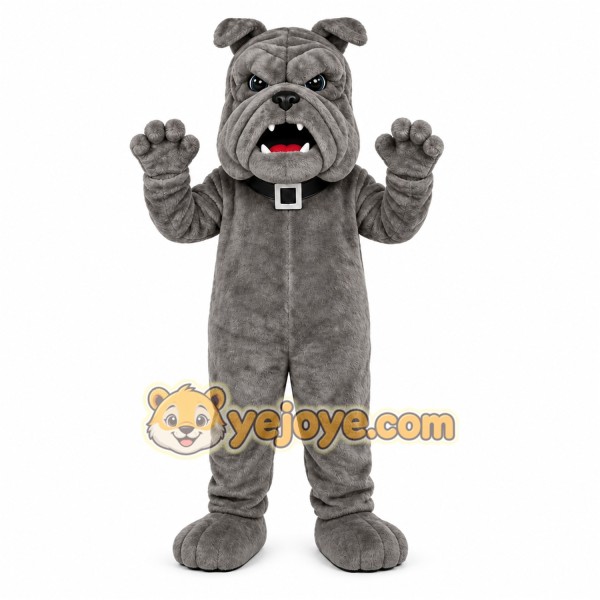 Gray Dog Mascot Costume with Custom Logo