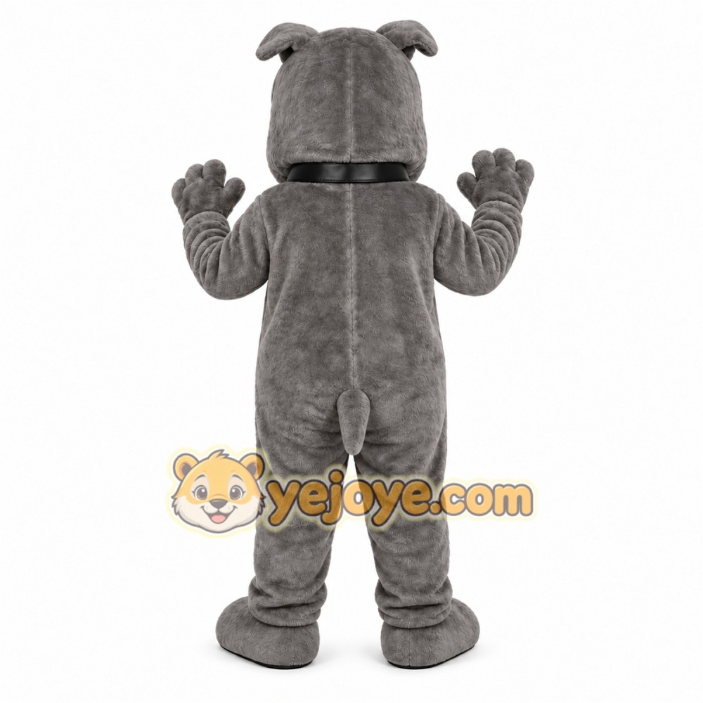 Gray Dog Mascot Costume with Custom Logo Gray Dog Mascot Costume with Custom Logo