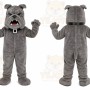 Gray Dog Mascot Costume with Custom Logo