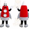 Red Rocket Mascot Costume with Custom Logo