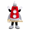 Red Rocket Mascot Costume with Custom Logo Red Rocket Mascot Costume with Custom Logo