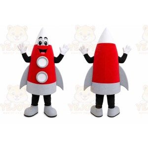 Red Rocket Mascot Costume with Custom Logo