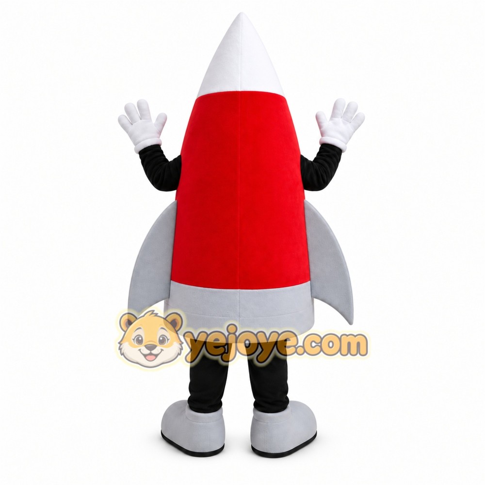 Red Rocket Mascot Costume with Custom Logo Red Rocket Mascot Costume with Custom Logo