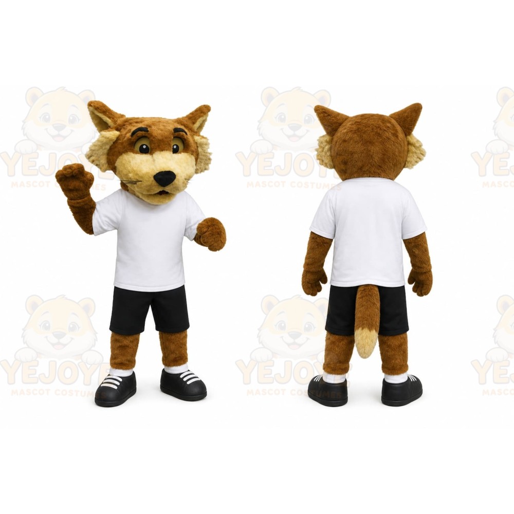 Brown Fox Mascot Costume with Custom Logo