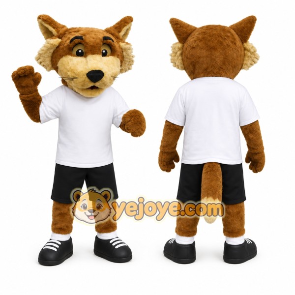 Brown Fox Mascot Costume with Custom Logo
