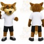 Brown Fox Mascot Costume with Custom Logo