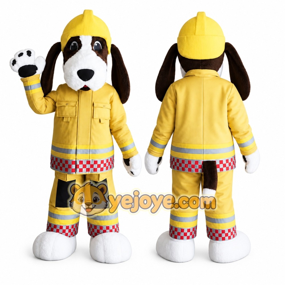 Yellow Dog Mascot Costume with Custom Logo Yellow Dog Mascot Costume with Custom Logo