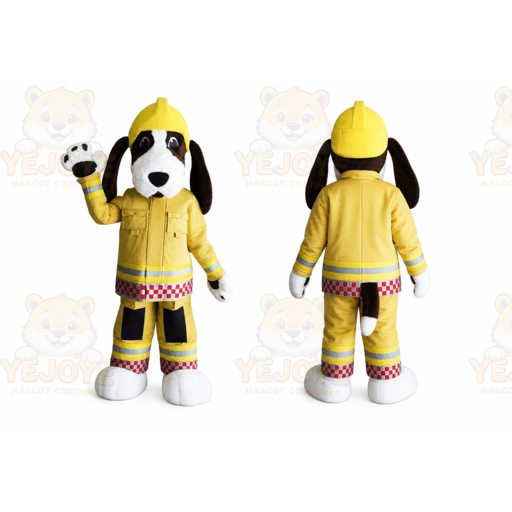 Yellow Dog Mascot Costume with Custom Logo