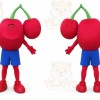 Red Cherry Mascot Costume with Custom Logo