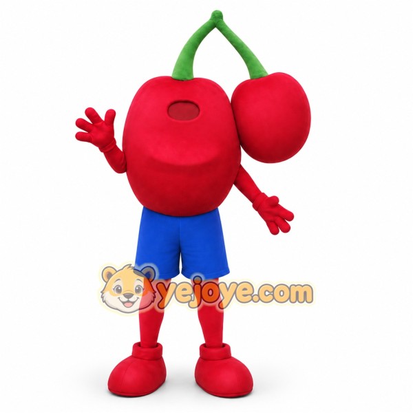 Red Cherry Mascot Costume with Custom Logo Red Cherry Mascot Costume with Custom Logo