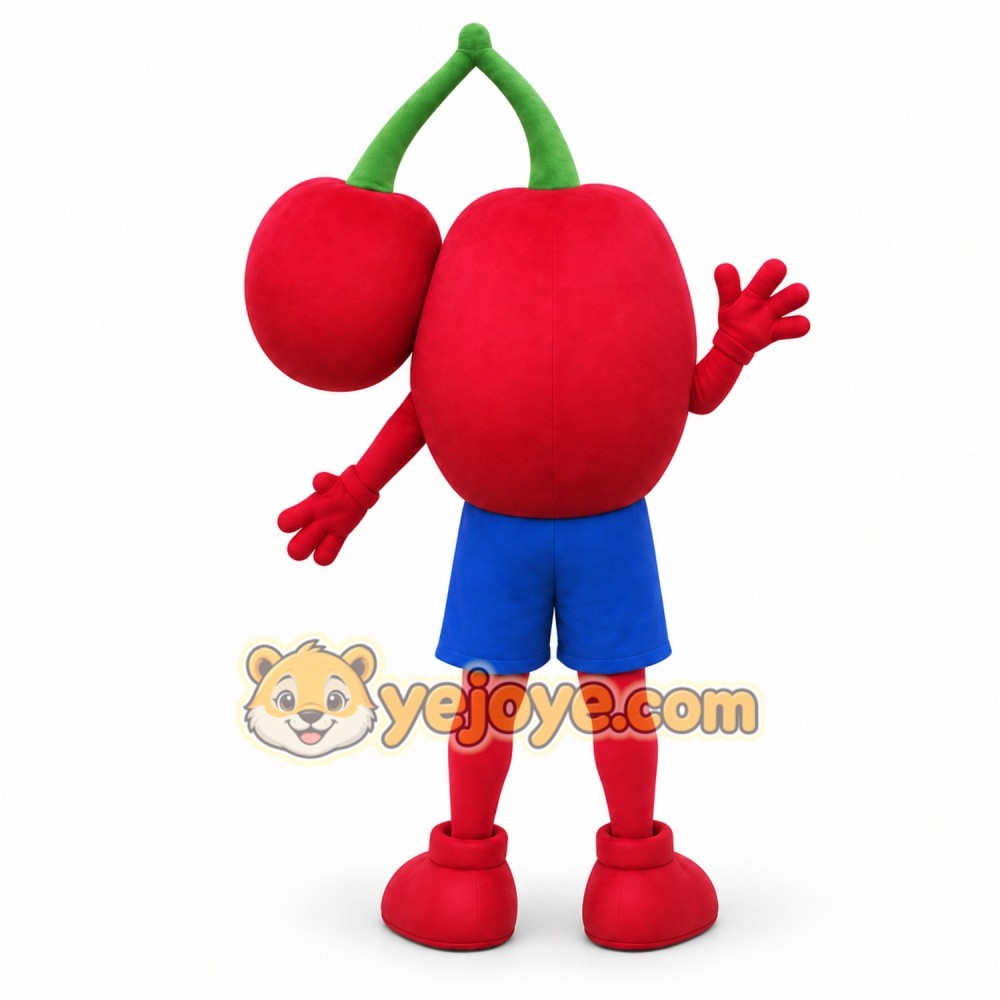 Red Cherry Mascot Costume with Custom Logo Red Cherry Mascot Costume with Custom Logo