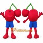 Red Cherry Mascot Costume with Custom Logo