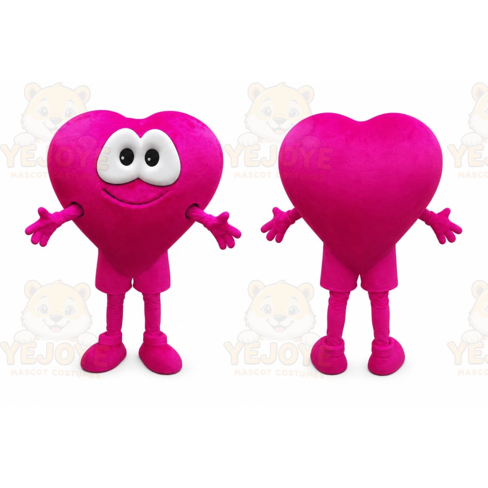 Pink Heart Mascot Costume with Custom Logo