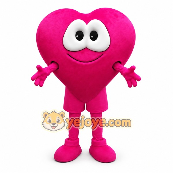 Pink Heart Mascot Costume with Custom Logo