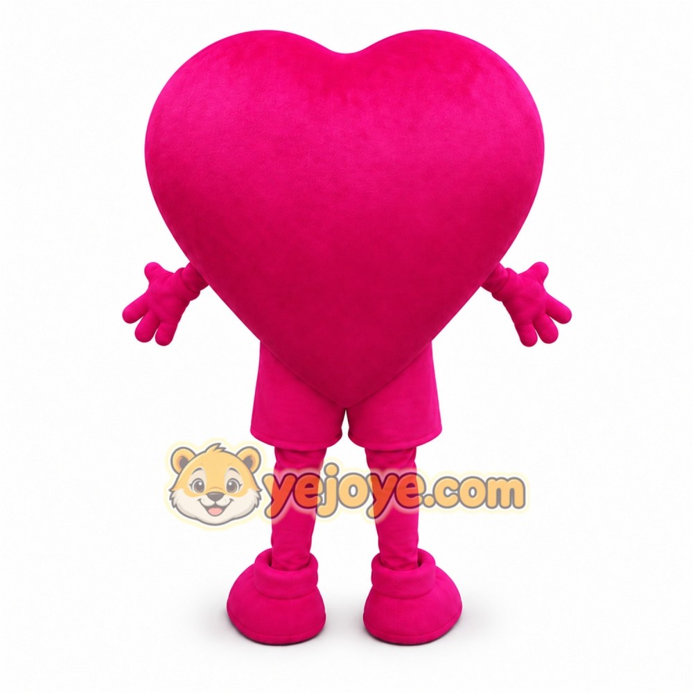Pink Heart Mascot Costume with Custom Logo Pink Heart Mascot Costume with Custom Logo