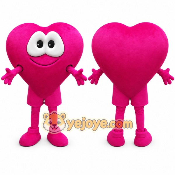 Pink Heart Mascot Costume with Custom Logo