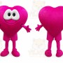 Pink Heart Mascot Costume with Custom Logo