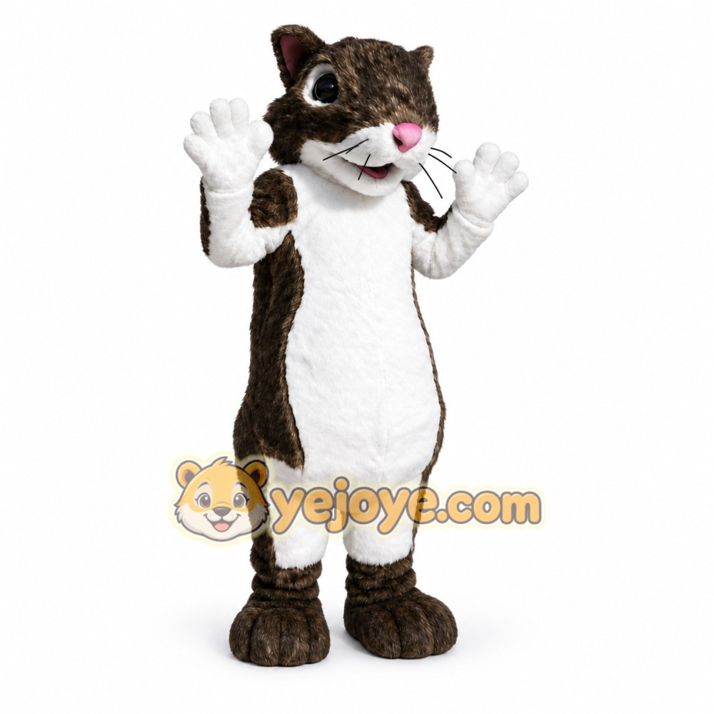 Brown Mouse Mascot Costume with Custom Logo