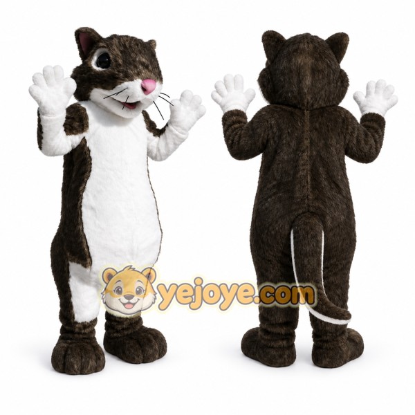 Brown Mouse Mascot Costume with Custom Logo