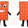 Orange Brick Mascot Costume with Custom Logo