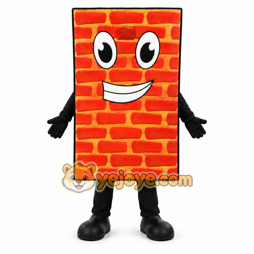 Orange Brick Mascot Costume with Custom Logo Orange Brick Mascot Costume with Custom Logo