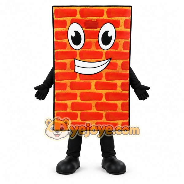 Orange Brick Mascot Costume with Custom Logo