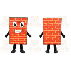 Orange Brick Mascot Costume with Custom Logo