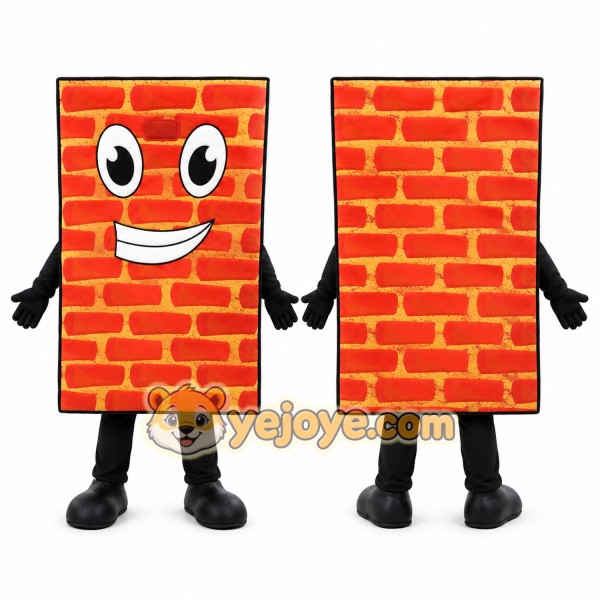 Orange Brick Mascot Costume with Custom Logo