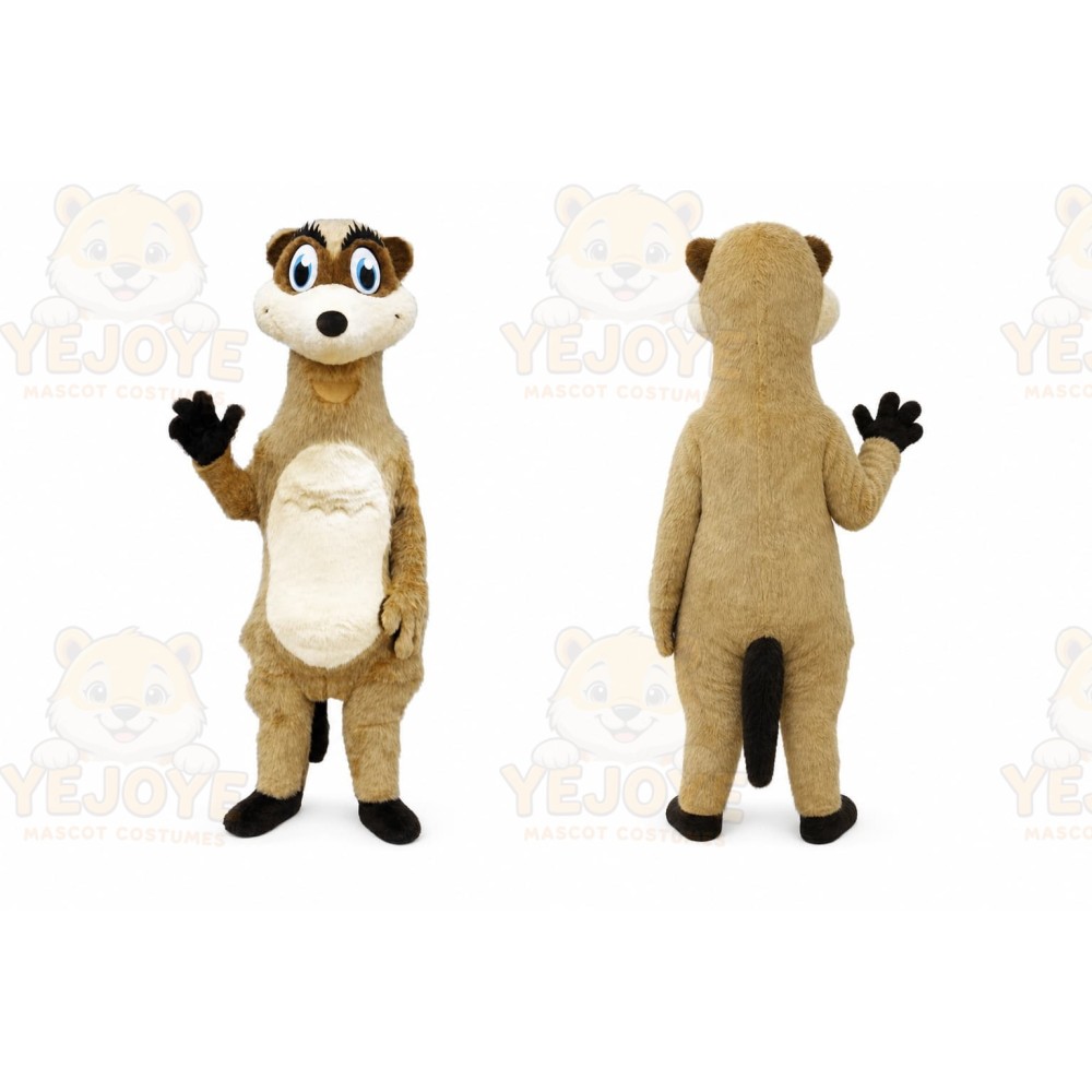Tan Meerkat Mascot Costume with Custom Logo