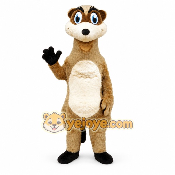 Tan Meerkat Mascot Costume with Custom Logo Tan Meerkat Mascot Costume with Custom Logo