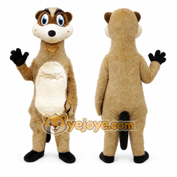 Tan Meerkat Mascot Costume with Custom Logo