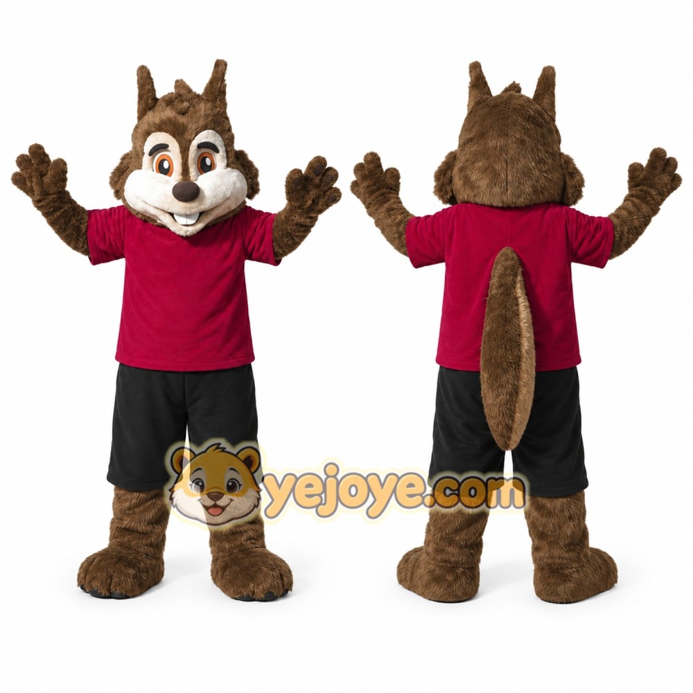 Brown Chipmunk Mascot Costume with Custom Logo Brown Chipmunk Mascot Costume with Custom Logo