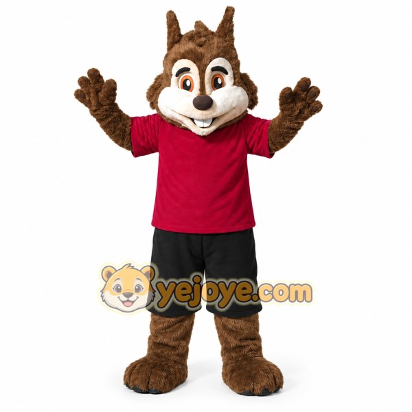 Brown Chipmunk Mascot Costume with Custom Logo Brown Chipmunk Mascot Costume with Custom Logo