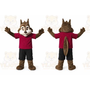 Brown Chipmunk Mascot Costume with Custom Logo
