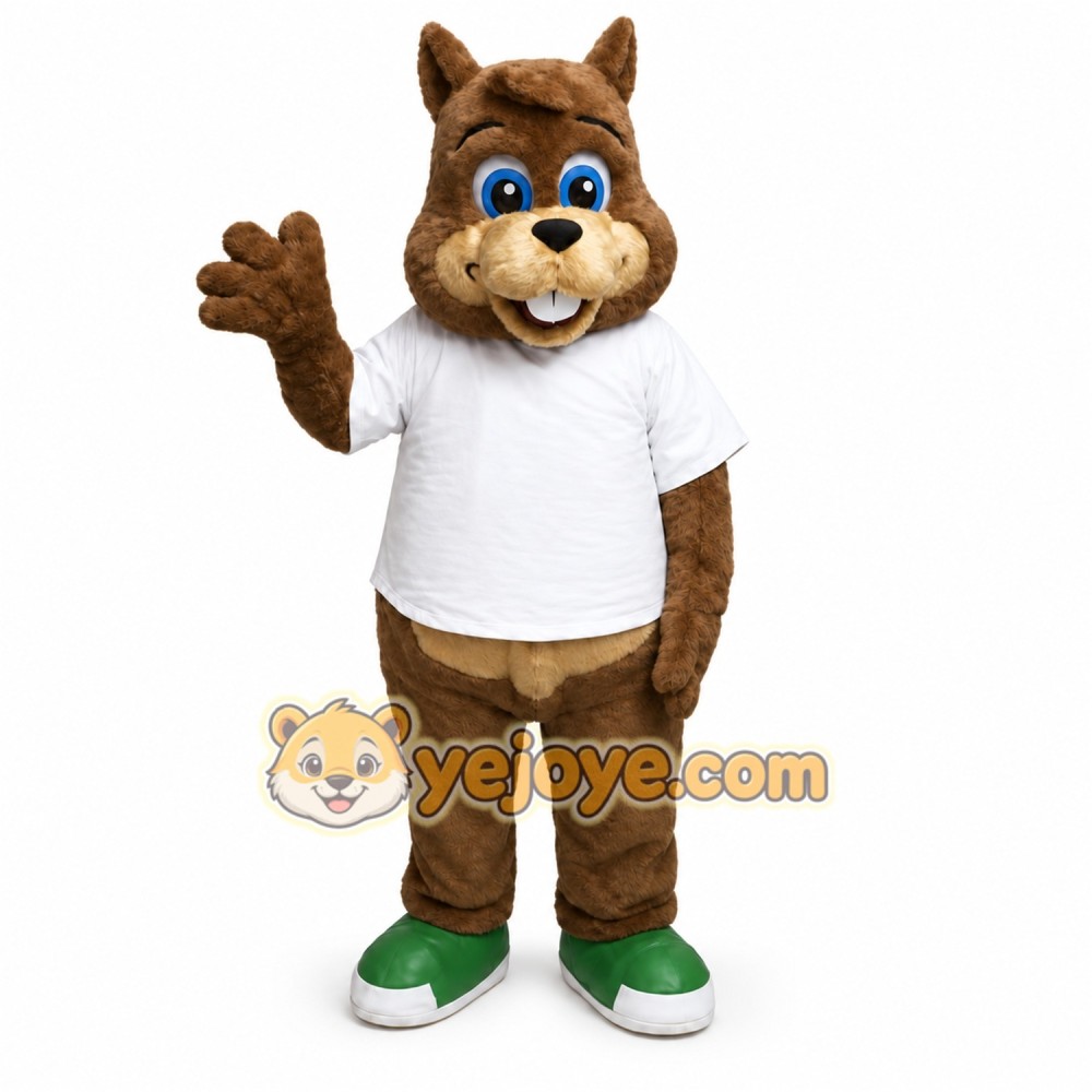 Brown Chipmunk Mascot Costume with Custom Logo Brown Chipmunk Mascot Costume with Custom Logo